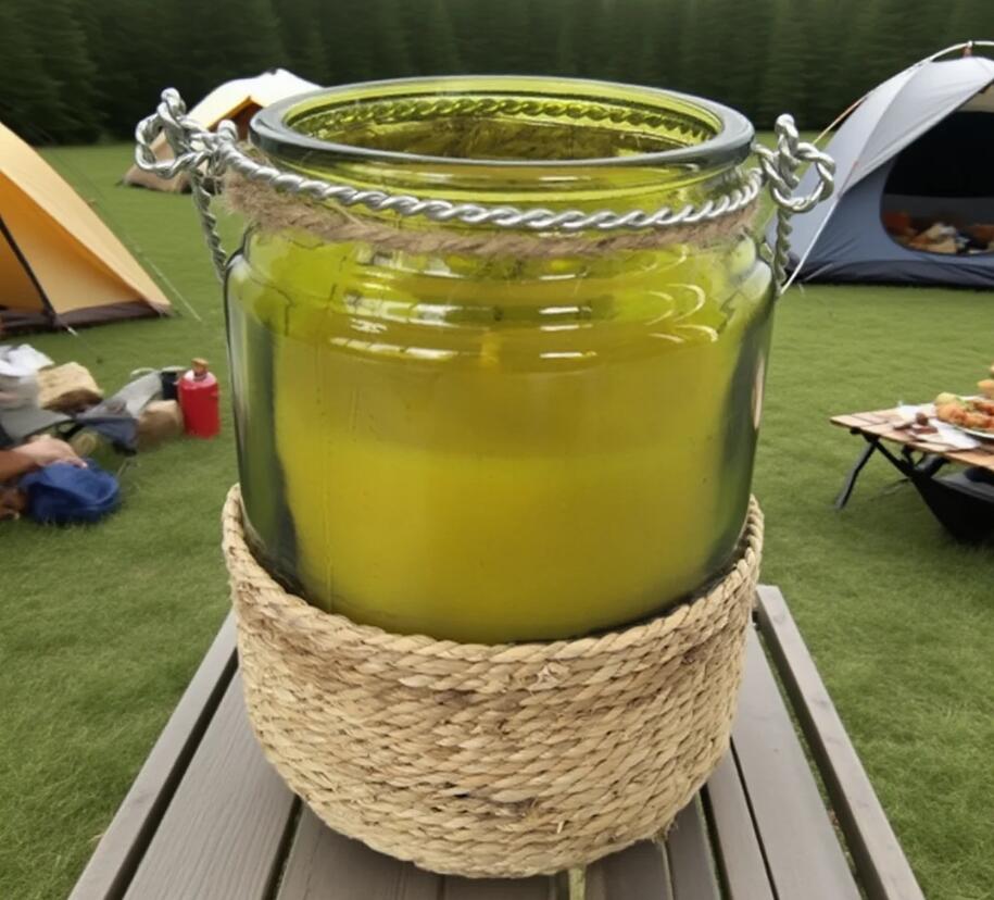 Glass Jar with Handle and Rope Wrap